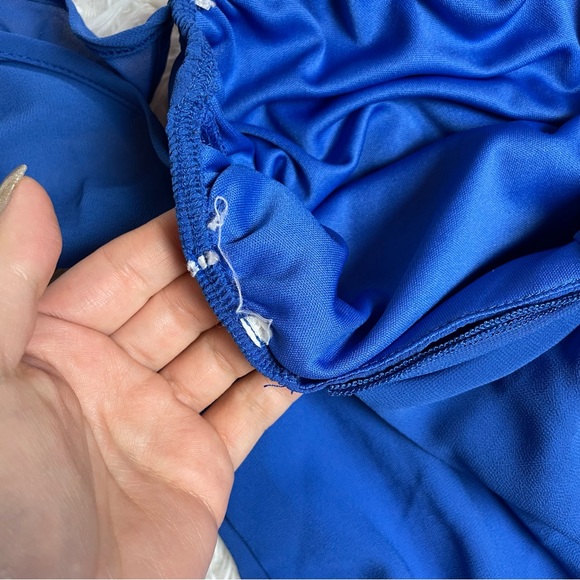 Off-the-Shoulder Blue Bow Dress - Picture 6 of 7